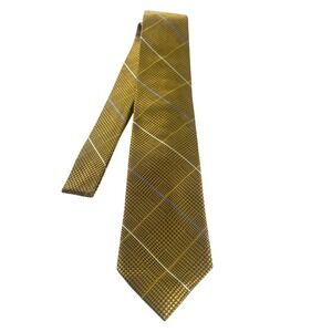 Paul Fredrick Men's Mustard Yellow Plaid Silk Tie Hand Made NWT